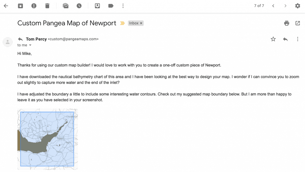 Example of Email One from Pangea Maps