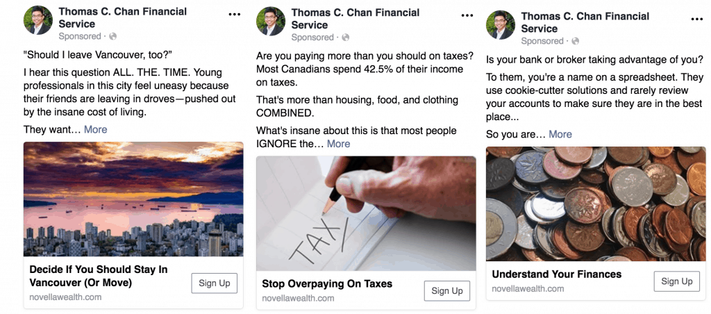 Example Facebook Ad Variations